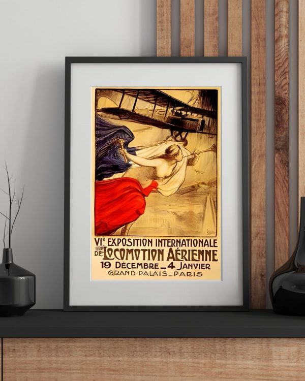 Exposition Internationale de Locomotion Aérienne – Vintage 1909 Aviation Poster Print - Image 2