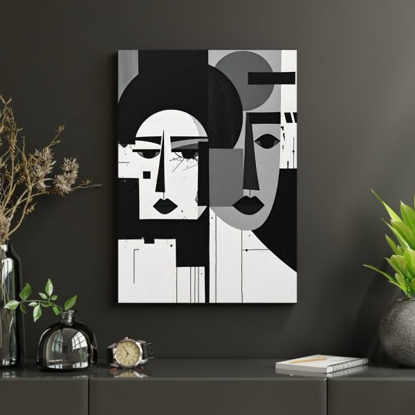 Double Exposure – Modern Cubist Minimalist Faces Art Print - Image 4