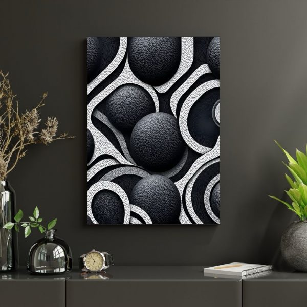 Crater Circuit – Monochrome Geometric Abstract Art Print - Image 2