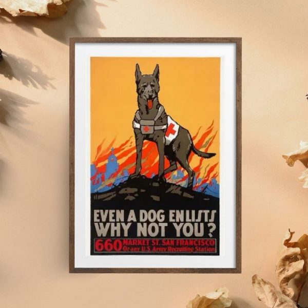 Even a Dog Enlists – U.S. Army Recruiting Poster (660 Market St. San Francisco) Poster Print - Image 3