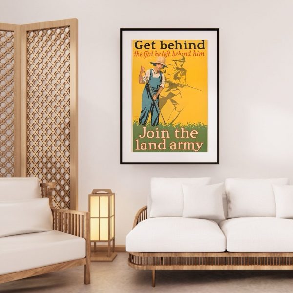 Get Behind the Girl He Left Behind Him – Vintage WWI Land Army Poster Print - Image 4