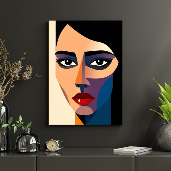 Stare Down – Modern Cubist Woman Portrait Art Print - Image 4