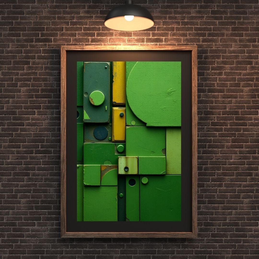 Moss Circuit – Industrial Minimalist Abstract Art Print - Image 2