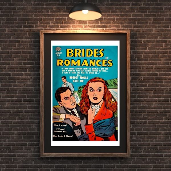 Brides Romances No. 3 – Nobody Would Date Me (1950s Romance Comic Cover) Poster Print - Image 2
