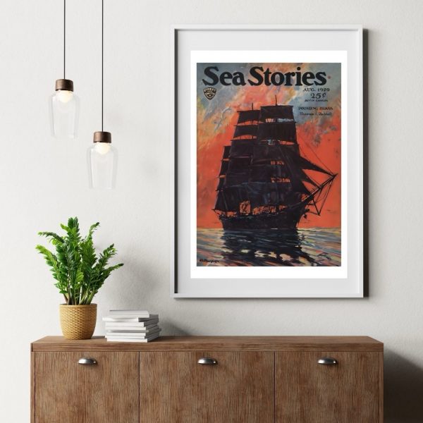 Sea Stories – August 1929 Tall Ship Adventure Magazine Cover Print - Image 3
