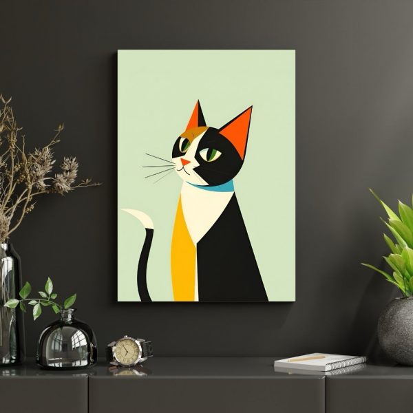 Cool Catitude – Mid-Century Modern Geometric Cat Art Print - Image 4