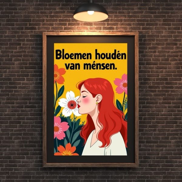 Bloemen Houden van Mensen – Dutch Retro Floral Poster Art Print - Image 2