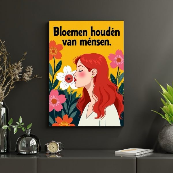 Bloemen Houden van Mensen – Dutch Retro Floral Poster Art Print - Image 4