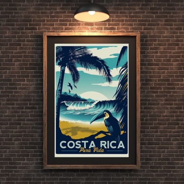 Costa Rica – Pura Vida Vintage Travel Poster Print - Image 2