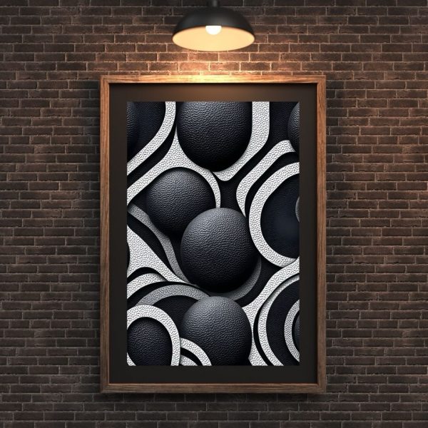 Crater Circuit – Monochrome Geometric Abstract Art Print - Image 3