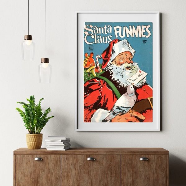 Santa Claus Funnies – Vintage Dell Christmas Comic Cover Art Print - Image 3