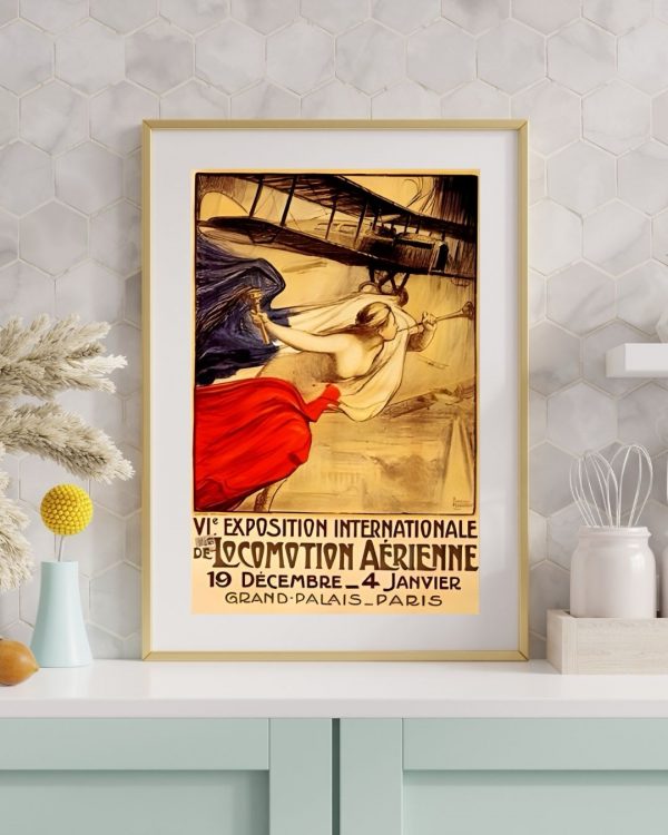 Exposition Internationale de Locomotion Aérienne – Vintage 1909 Aviation Poster Print - Image 3