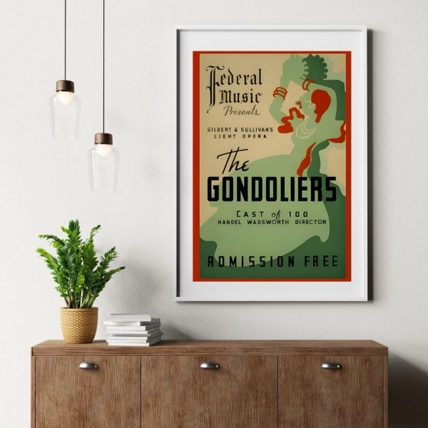 The Gondoliers – Vintage 1930s Federal Music Project Opera Poster Print - Image 3
