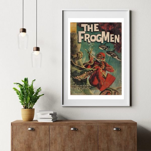 Frogmen – Vintage Dell Comic Cover (May–July, 1960s) | Bold Underwater Adventure Art Print - Image 3