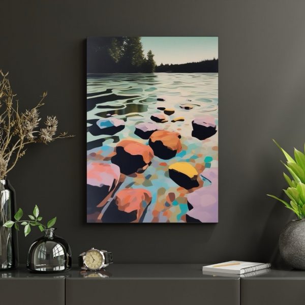 Stepping Stones – Modern Lake Shore Abstract Art Print - Image 4